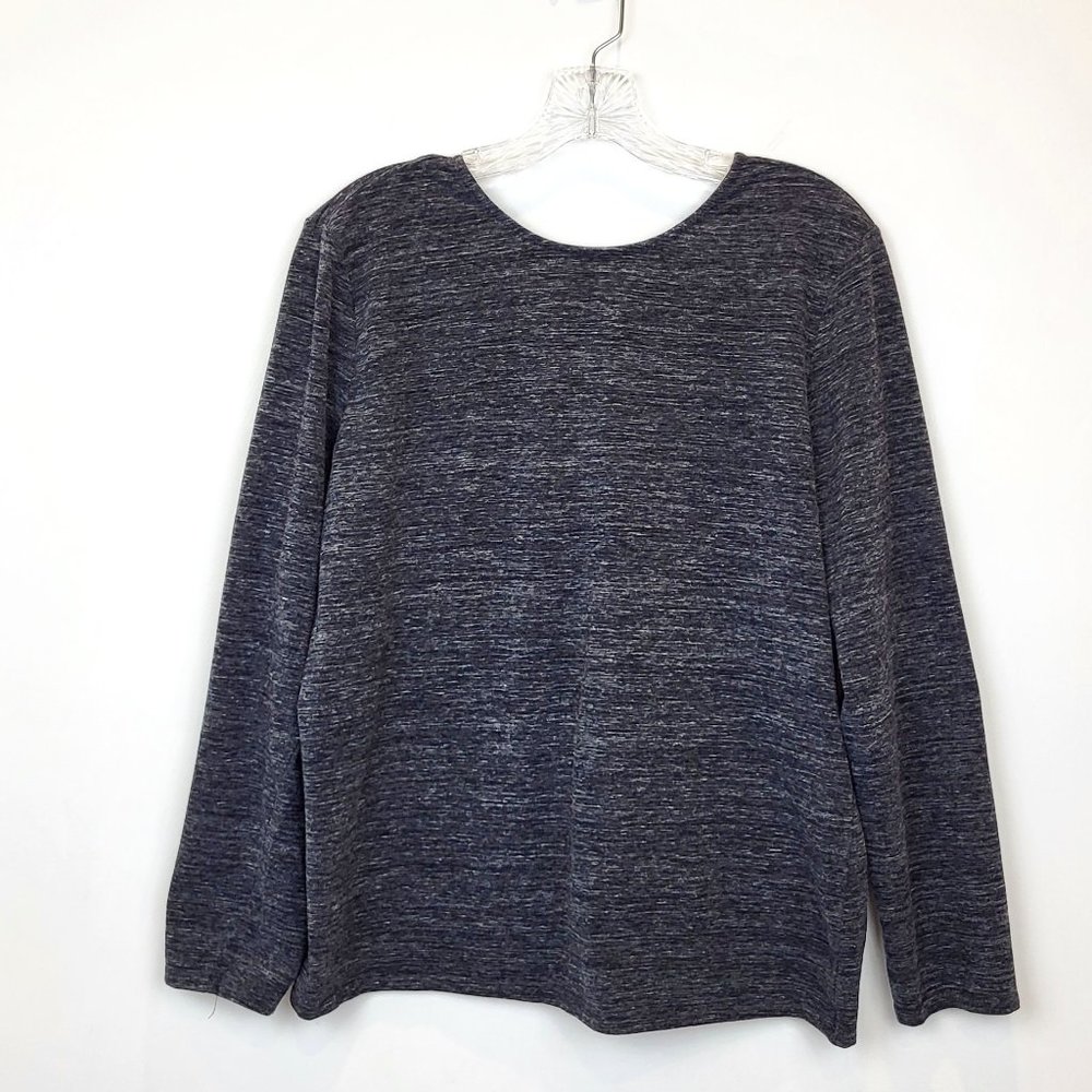 J. Jill  Gray Long Sleeve Rear V NecK Twisted Knot Detail Top, Size Large, GUC